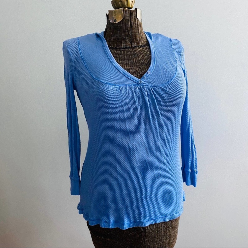 Splendid blue Henley hoodie pullover